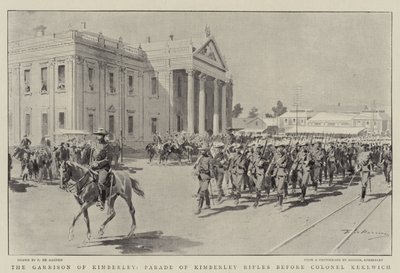 La garnison de Kimberley, parade des fusiliers de Kimberley devant le colonel Kekewich - Frederic de Haenen