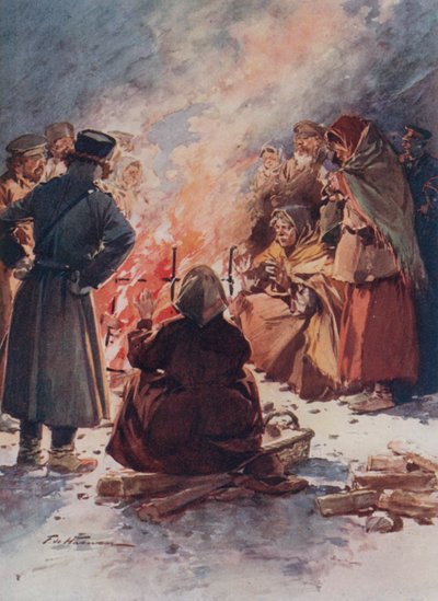 Les pauvres de Moscou se réchauffant aux feux de rue en hiver - Frederic de Haenen