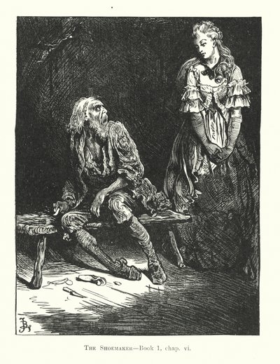 Illustration pour Le conte de deux villes de Dickens (lithographie) - Frederick (after) Barnard