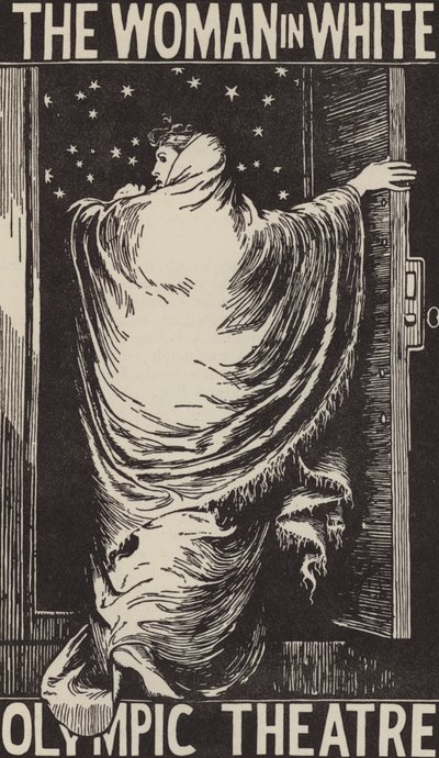 Affiche pour une adaptation théâtrale du roman de Wilkie Collins La Femme en blanc au Olympic Theatre, Londres - Frederick (after) Walker