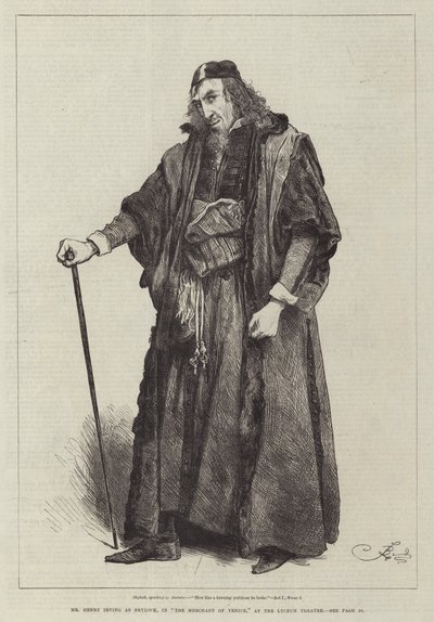 M. Henry Irving en Shylock, dans Le Marchand de Venise, au Lyceum Theatre - Frederick Barnard