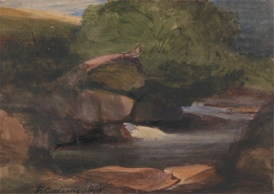 Arbres et ruisseau rocheux - Frederick Christian Lewis the Elder