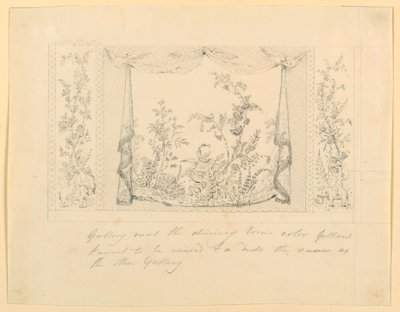 Dessin, The Royal Pavilion, Brighton, Blue (South) Drawing Room, Proposed Wall Decoration, ca. 1820 - Frederick Crace