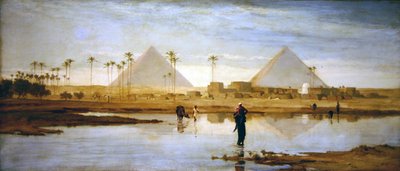 Le gué vers le village près des pyramides - Frederick Goodall