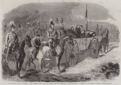La visite de la reine en Irlande, Sa Majesté passant en revue les troupes sur le Curragh de Kildare - Frederick John Skill