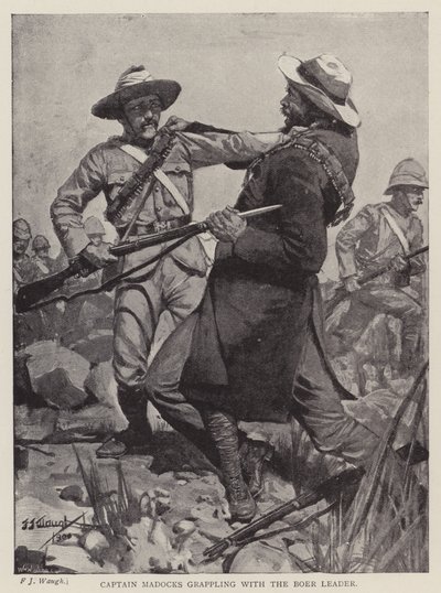 Le capitaine Madocks aux prises avec le chef Boer - Frederick Judd Waugh