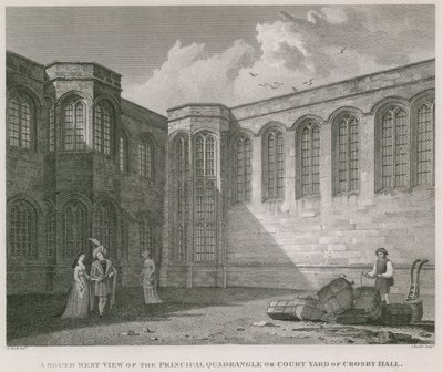 Vue sud-ouest de la cour principale de Crosby Hall - Frederick Nash