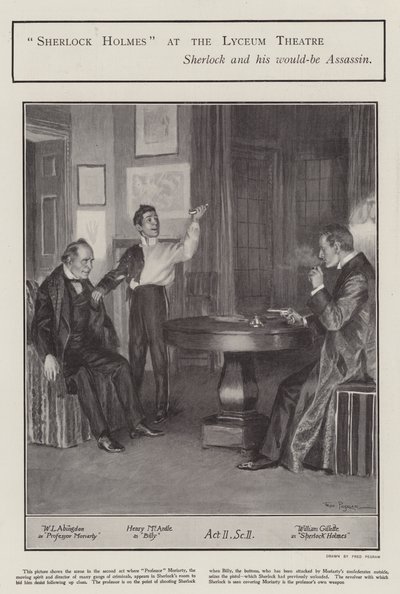 Une représentation de Sherlock Holmes au Lyceum Theatre, Londres - Frederick Pegram