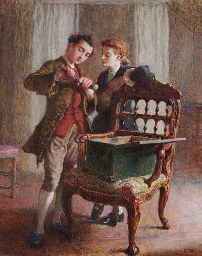 Scène de salon avec un imposant fauteuil ouvert - Frederick Walker
