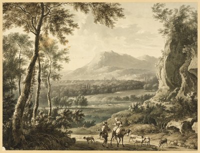 Paysage italianisant avec paysans en voyage au premier plan - Frederick de Moucheron