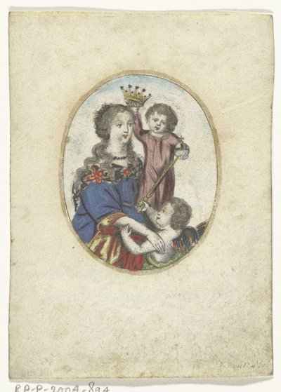 Madonna avec Enfant et ange dans un ovale - Frederik Bouttats (de Jonge) (attributed to)
