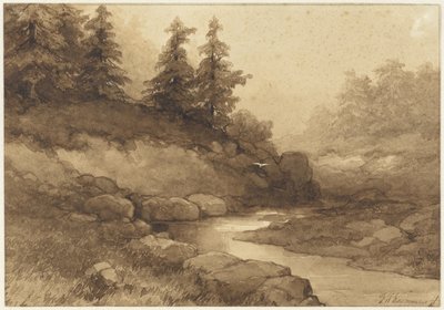 Paysage vallonné avec une rivière - Frederik Hendrik Kaemmerer