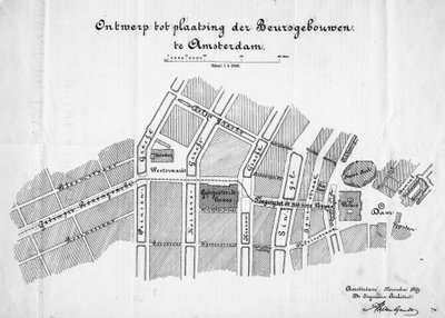 Conception pour une bourse de commerce, Amsterdam, situation. Novembre 1879 - Frederik Willem van Gendt