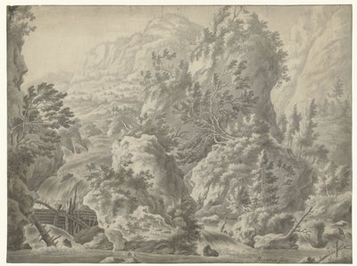 Paysage montagneux avec cascade - Frederik de Moucheron