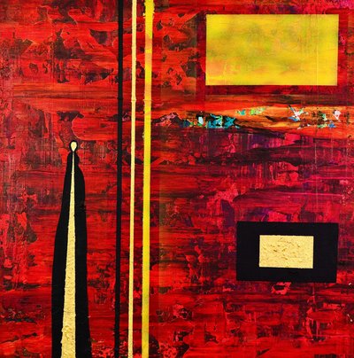 Figure abstraite Rouge Or - Fredrik Olsen