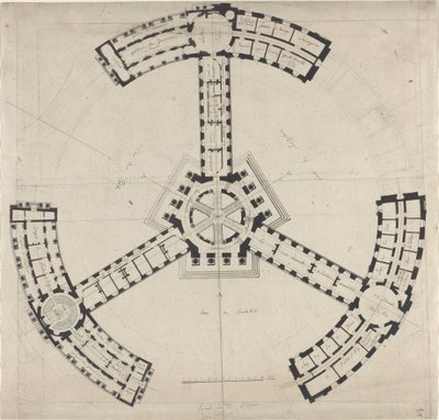 Plan au sol pour une académie des beaux-arts - French 18th Century
