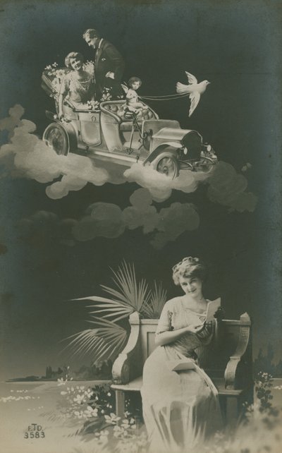 Jeune femme lisant une lettre et rêvant de mariage - French Photographer