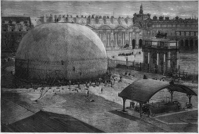 Exposition universelle de 1878 à Paris : gonflement du ballon captif d