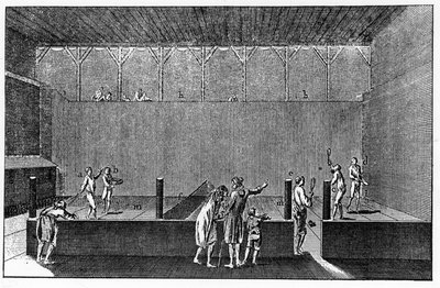 Un Jeu de Paume sous le règne de Louis XIV, basé sur une gravure de l