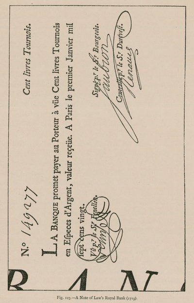 Un billet de la Banque Royale de Law (1719) - French School