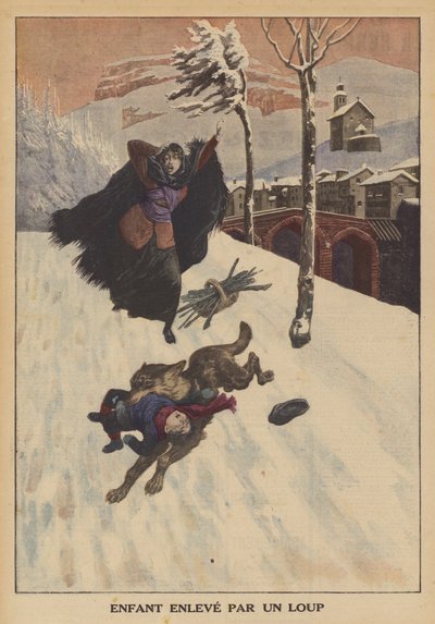 Un enfant emporté par un loup - French School