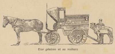 Une génisse chargée dans un wagon (lithographie) - French School