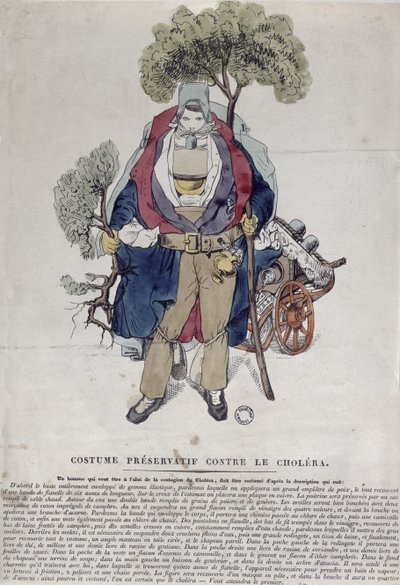 Un homme protégé contre le choléra, vers 1831 - French School