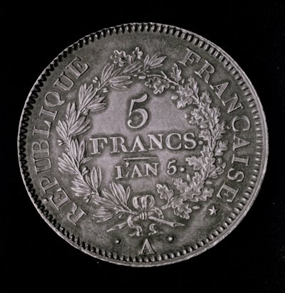 Un franc de vingt sols, équivalent au premier franc de la Première République (avers) - French School