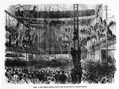 Réunion publique dans la salle de gymnastique des Champs-Élysées à Paris - dans « La Presse illustrée » n°104, 30/10/1869, coll. Selva - French School