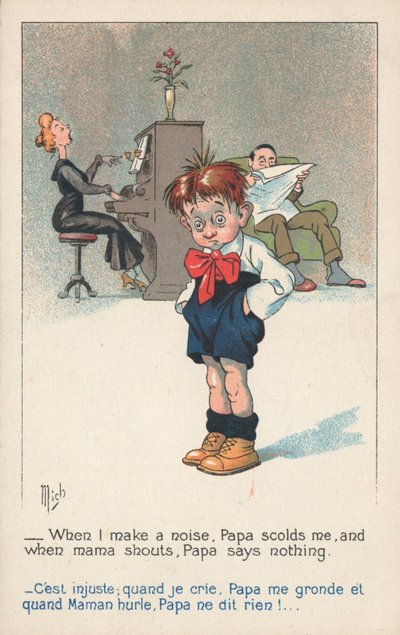 Un jeune garçon debout, les mains dans les poches (lithographie couleur) - French School