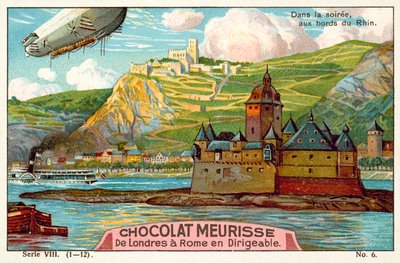 Au-dessus des rives du Rhin le soir - French School