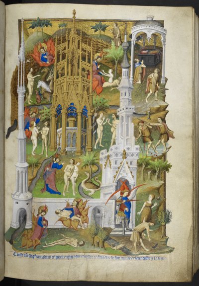Scènes de la Création et de la Chute, Adam et Ève, et leurs fils, Caïn et Abel, du Livre d