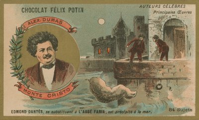 Alexandre Dumas et une scène du Comte de Monte-Cristo - French School