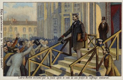 Alexandre Ledru-Rollin acclamé par la foule après le vote de sa proposition de suffrage universel - French School