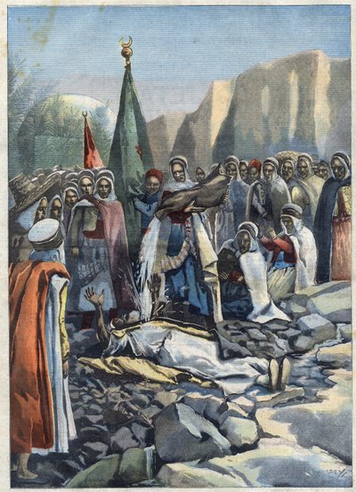 Sèche algérienne : un marabout est allongé sur le sol et demande à Allah de la pluie, dans "Le Petit Parisien" - French School