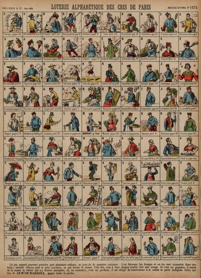 Loterie alphabétique des Cris de Paris - French School