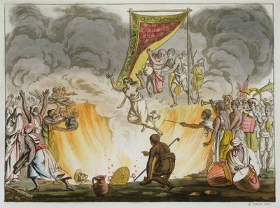 Une veuve indienne brûle avec le corps de son mari, planche 30 d