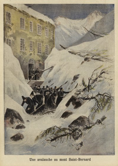 Une avalanche au col du Grand-Saint-Bernard, Suisse, 1897 - French School