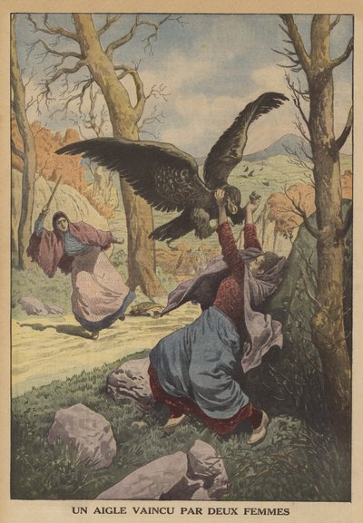 Un aigle vaincu par deux femmes - French School