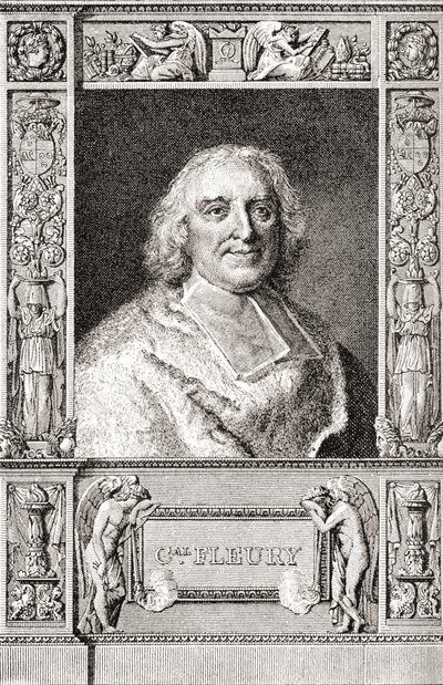 André-Hercule de Fleury, évêque de Fréjus, 1653-1743. Cardinal français et ministre principal de Louis XV. De Les Heures Libres publié en 1908 - French School