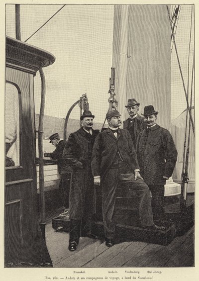 Andrée et ses compagnons de voyage, à bord du Svensksund - French School