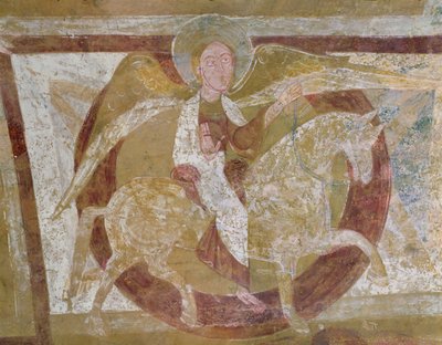 Ange à cheval, du plafond de la crypte - French School