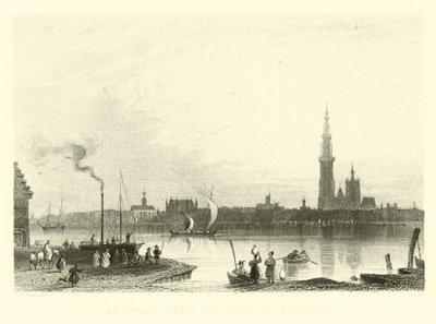 Anvers depuis la Tête de Flandre - French School