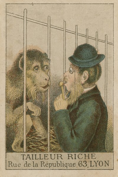 Singe et homme - French School