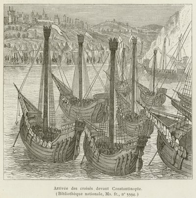 Arrivée des croisés devant Constantinople - French School