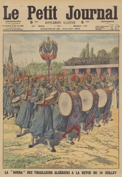 Bande des tirailleurs algériens défilant lors de la parade militaire du 14 juillet à Paris - French School