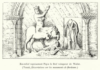 Bas-relief représentant Pépin le Bref vainqueur de Waifer (gravure) - French School