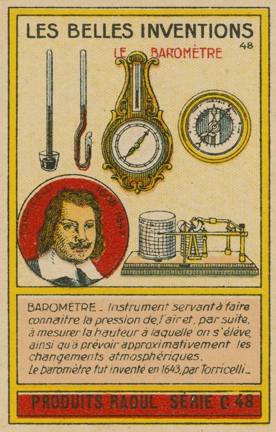 Carte des belles inventions, baromètres - French School