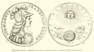 Bibliothèque nationale, Médaille de Louis XIV, en argent et en bronze - French School
