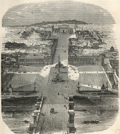 Vue aérienne de la Place de la Concorde, rue Royale avec l